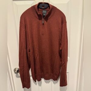 Mens Jos. A. Bank Wine Quarter Zip Sweater Size XXL